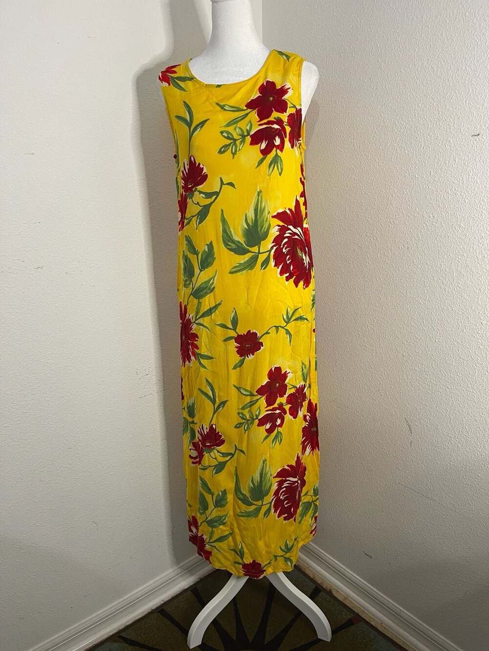 Dressing Clio Petites Sleeveless Floral Rayon Maxi Dress L